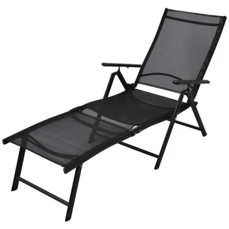 Tumbona plegable de aluminio negra de vidaXL, Tumbonas - Ref: Foro24-41741, Precio: 107,84 €, Descuento: %