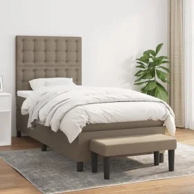 Box spring bed with taupe gray fabric mattress 90x190 cm by , Beds and slatted bases - Ref: Foro24-3136881, Price: 413,87 €, ...