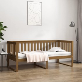 Solid pine wood sofa bed honey brown 100x200 cm by , Beds and slatted bases - Ref: Foro24-820889, Price: 143,32 €, Discount: %