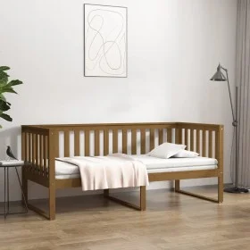 Solid pine wood sofa bed honey brown 100x200 cm by , Beds and slatted bases - Ref: Foro24-820889, Price: 141,53 €, Discount: %