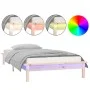 Bed frame with LED solid wood 90x200 cm by , Beds and slatted bases - Ref: Foro24-820591, Price: 102,72 €, Discount: %