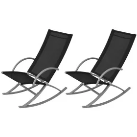 Garden rocking chairs, 2 units, black steel and textilene by vidaXL, Garden chairs - Ref: Foro24-42163, Price: 102,27 €, Disc...