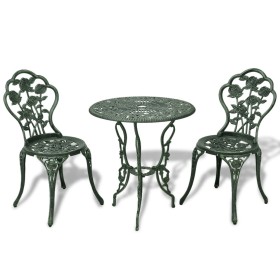 Mesa y sillas bistró de jardín 3 piezas aluminio fundido verde de vidaXL, Conjuntos de jardín - Ref: Foro24-42164, Precio: 18...