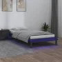 Estructura de cama con LED madera maciza gris 90x200 cm de , Camas y somieres - Ref: Foro24-820593, Precio: 120,19 €, Descuen...