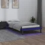 Bed frame with LED solid gray wood 100x200 cm by , Beds and slatted bases - Ref: Foro24-820598, Price: 138,56 €, Discount: %