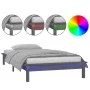 Bed frame with LED solid gray wood 100x200 cm by , Beds and slatted bases - Ref: Foro24-820598, Price: 138,56 €, Discount: %