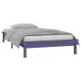 Bed frame with LED solid gray wood 100x200 cm by , Beds and slatted bases - Ref: Foro24-820598, Price: 138,56 €, Discount: %