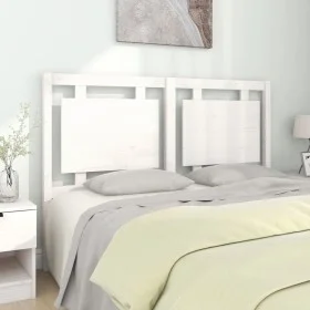 Solid white pine wood bed headboard 145.5x4x100 cm by , Headboards and footboards - Ref: Foro24-817941, Price: 47,94 €, Disco...