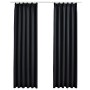Cortinas opacas con ganchos 2 piezas negro 140x225 cm