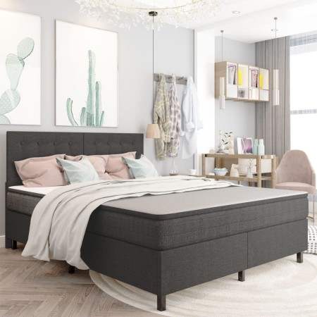 Box spring bed dark gray fabric 160x200 cm by , Beds and slatted bases - Ref: Foro24-3054795, Price: 697,93 €, Discount: %