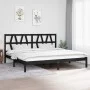 Solid black pine wood bed frame 200x200 cm by , Beds and slatted bases - Ref: Foro24-3104022, Price: 159,79 €, Discount: %