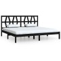 Solid black pine wood bed frame 200x200 cm by , Beds and slatted bases - Ref: Foro24-3104022, Price: 161,83 €, Discount: %