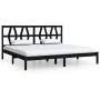 Solid black pine wood bed frame 200x200 cm by , Beds and slatted bases - Ref: Foro24-3104022, Price: 159,79 €, Discount: %