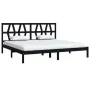 Solid black pine wood bed frame 200x200 cm by , Beds and slatted bases - Ref: Foro24-3104022, Price: 159,79 €, Discount: %