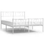 Metal bed frame with headboard and white footboard 120x190 cm by , Beds and slatted bases - Ref: Foro24-355527, Price: 115,78...
