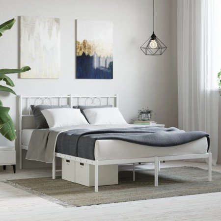 Metallbettgestell mit weißem Kopfteil 140x190 cm von , Betten und Lattenroste - Ref: Foro24-355512, Preis: 99,22 €, Rabatt: %