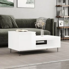 Couchtisch aus glänzend weißem Sperrholz, 100 x 50 x 45 cm von , Couchtisch - Ref: Foro24-830830, Preis: 59,11 €, Rabatt: %