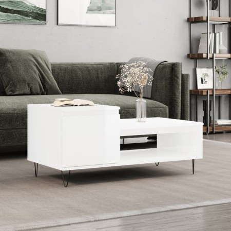 Couchtisch aus glänzend weißem Sperrholz, 100 x 50 x 45 cm von , Couchtisch - Ref: Foro24-830830, Preis: 59,73 €, Rabatt: %