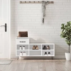 Mueble zapatero madera contrachapada blanco brillo 102x36x60 cm de , Zapateros y organizadores de calzado - Ref: Foro24-83136...