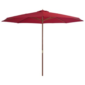 Sombrilla de jardín con palo de madera 350 cm burdeos de , Sombrillas - Ref: Foro24-44531, Precio: 126,45 €, Descuento: %