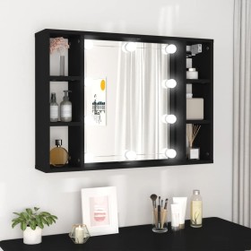 Mueble con espejo y LED negro 76x15x55 cm de , Tocadores de baño - Ref: Foro24-808856, Precio: 57,64 €, Descuento: %