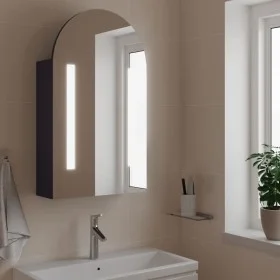 Mueble de baño con espejo arqueado y luz LED gris 42x13x70 cm de , Tocadores de baño - Ref: Foro24-357974, Precio: 117,87 €, ...