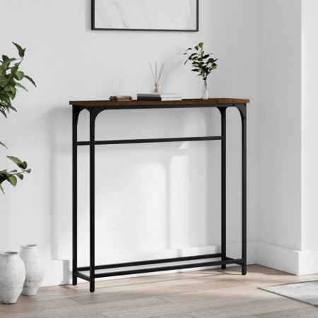 Mesa consola madera de ingeniería marrón roble 75x19,5x75 cm by , Side tables - Ref: Foro24-834139, Price: 39,80 €, Discount: %