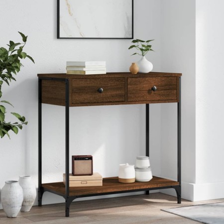 Mesa consola madera de ingeniería marrón roble 75x34,5x75 cm by , Side tables - Ref: Foro24-834179, Price: 58,88 €, Discount: %