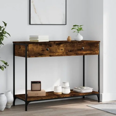 Mesa consola madera contrachapada roble ahumado 100x34,5x75 cm by , Side tables - Ref: Foro24-834172, Price: 63,84 €, Discoun...