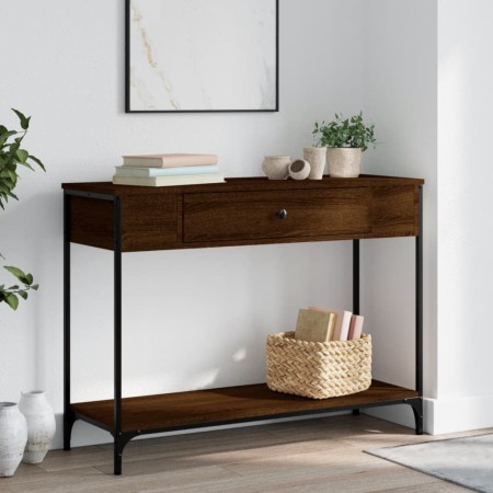 Mesa consola madera de ingeniería marrón roble 100x34,5x75 cm by , Side tables - Ref: Foro24-834164, Price: 78,07 €, Discount: %
