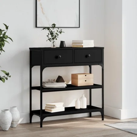 Mesa consola madera de ingeniería negra 72,5x25x75 cm by , Side tables - Ref: Foro24-834185, Price: 79,82 €, Discount: %