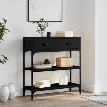 Mesa consola madera de ingeniería negra 72,5x25x75 cm by , Side tables - Ref: Foro24-834185, Price: 79,13 €, Discount: %
