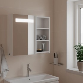Mueble de baño con espejo y luz LED blanco 60x13x52 cm