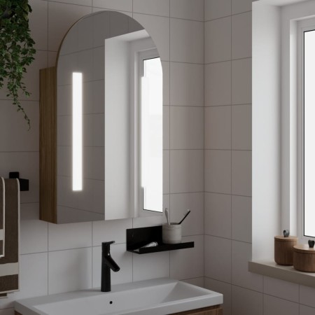 Badezimmerschrank mit gewölbtem Spiegel und LED-Licht Eiche 42x13x70 cm von , Badezimmerwaschtische - Ref: Foro24-357976, Pre...