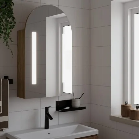 Mueble de baño con espejo arqueado y luz LED roble 42x13x70 cm by , bathroom vanities - Ref: Foro24-357976, Price: 101,36 €, ...