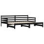 Trundle sofa bed solid black pine wood 90x200 cm by , Beds and slatted bases - Ref: Foro24-836149, Price: 190,70 €, Discount: %