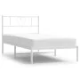 Estructura de cama de metal con cabecero blanco 90x200 cm de , Camas y somieres - Ref: Foro24-355505, Precio: 74,21 €, Descue...