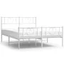 Bettgestell aus Metall mit Kopfteil und weißem Fußteil 140x190 cm von , Betten und Lattenroste - Ref: Foro24-355530, Preis: 1...