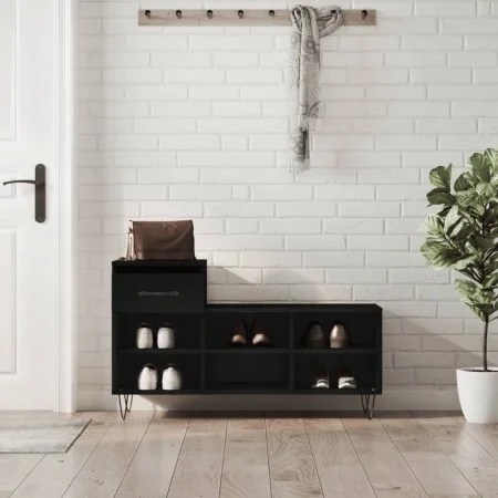 Black plywood shoe cabinet 102x36x60 cm by , Shoe racks and shoe organizers - Ref: Foro24-831365, Price: 51,50 €, Discount: %