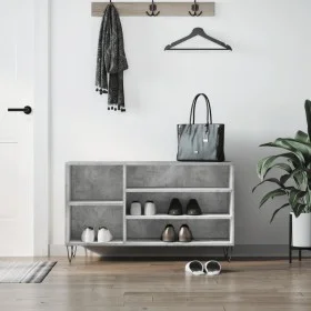 Concrete gray plywood shoe rack furniture 102x36x60 cm by , Shoe racks and shoe organizers - Ref: Foro24-831416, Price: 46,04...