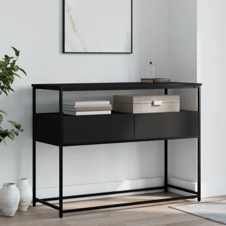 Black engineered wood console table 100x40x75 cm by , Side tables - Ref: Foro24-834150, Price: 72,43 €, Discount: %