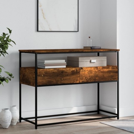 Mesa consola madera de ingeniería roble ahumado 100x40x75 cm de , Mesas auxiliares - Ref: Foro24-834152, Precio: 67,94 €, Des...