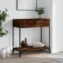Konsolentisch aus geräuchertem Eichenholzwerkstoff, 75 x 34,5 x 75 cm von , Seitentische - Ref: Foro24-834167, Preis: 55,72 €...