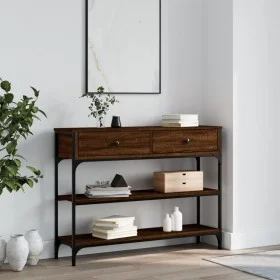 Oak brown engineered wood console table 100x25x75 cm by , Side tables - Ref: Foro24-834184, Price: 84,77 €, Discount: %