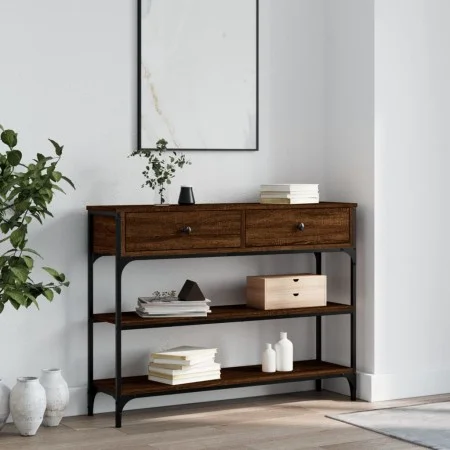 Oak brown engineered wood console table 100x25x75 cm by , Side tables - Ref: Foro24-834184, Price: 84,77 €, Discount: %
