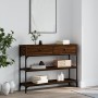 Mesa consola madera de ingeniería marrón roble 100x25x75 cm de , Mesas auxiliares - Ref: Foro24-834184, Precio: 86,18 €, Desc...