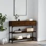 Oak brown engineered wood console table 100x25x75 cm by , Side tables - Ref: Foro24-834184, Price: 84,77 €, Discount: %