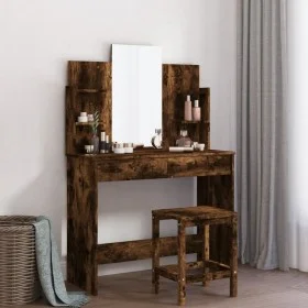 Tocador con espejo color roble ahumado 96x39x142 cm de , Tocadores para dormitorios - Ref: Foro24-837579, Precio: 68,59 €, De...