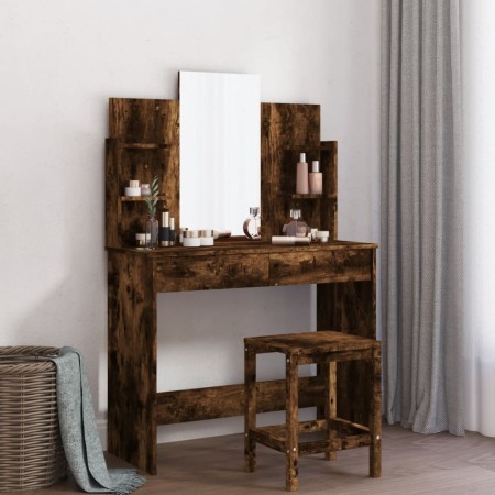 Dressing table with smoked oak mirror 96x39x142 cm by , Bedroom Dressers - Ref: Foro24-837579, Price: 79,80 €, Discount: %