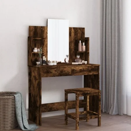 Tocador con espejo color roble ahumado 96x39x142 cm de , Tocadores para dormitorios - Ref: Foro24-837579, Precio: 68,40 €, De...
